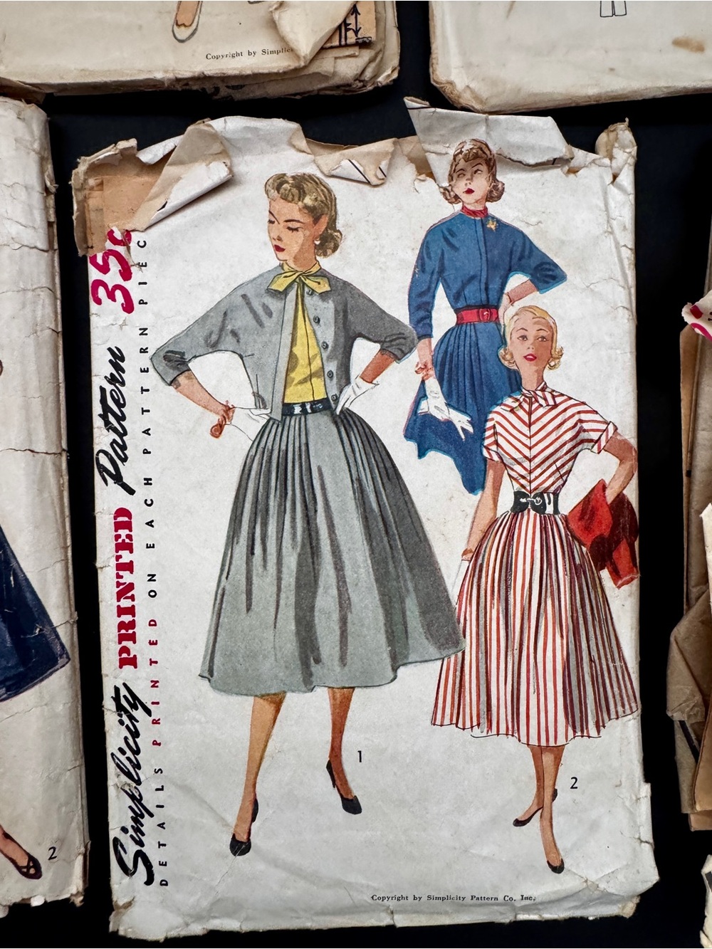 Vtg Sewing Pattern Lot Simplicity Misses Butterick Dresses 50s Sz 12 14 16 Cut - Picture 6 of 11